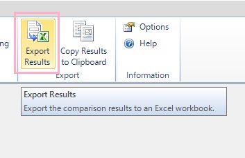 「Export Results」から比較結果の保存ができる