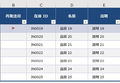 ヘッダー行が固定されたままシートをスクロールできる