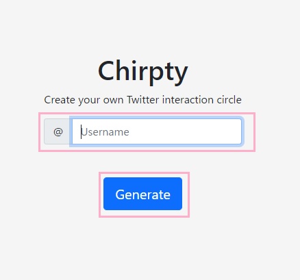 「Username」欄へTwitterのユーザー名を入力し「Generate」ボタンをクリック