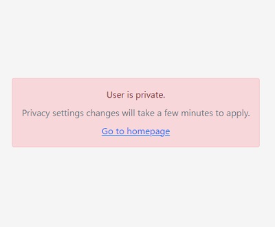 「User is private.」表示