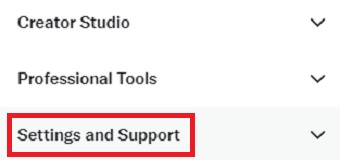 『Settings and Support』をクリック