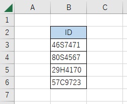 左から3番目のみアルファベットが入っている文字列