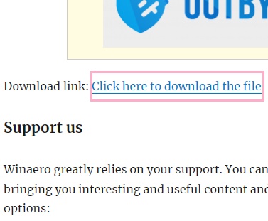 「Click here to download the file」をクリック