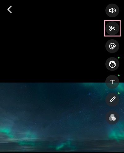 ハサミのボタンをタップ