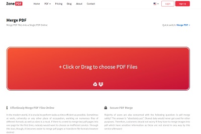 「Click or Drag to choose PDF Files」をクリックしてPDFファイルを選択