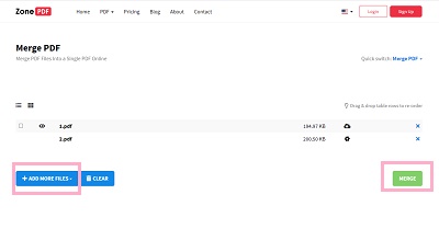 「ADD MORE FILES」ボタンをクリック