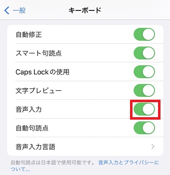 「音声入力」をタップ