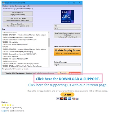 「Click here for DOWNLOAD & SUPPORT.」をクリック