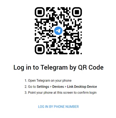 表示されているQRコードをスマホアプリのTelegramで読み取る