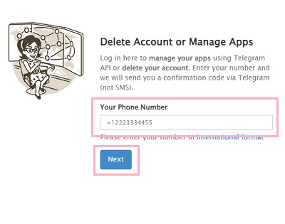「Your Phone Number」に電話番号を入力して「Next」をクリック