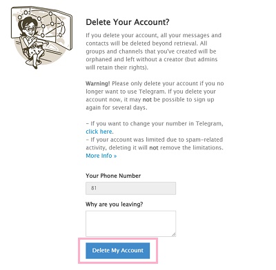 「Delete My Account」をクリック