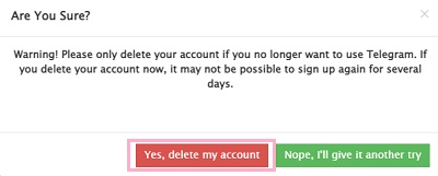 「Yes, delete my account」をクリック