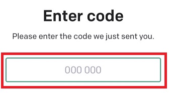 「Enter code」に届いたコードを入力