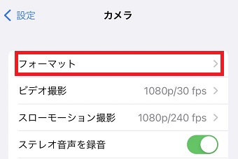 「フォーマット」をタップ