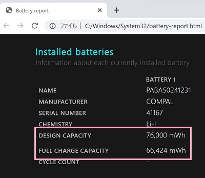 「Battery report」