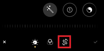 回転のマークをタップ