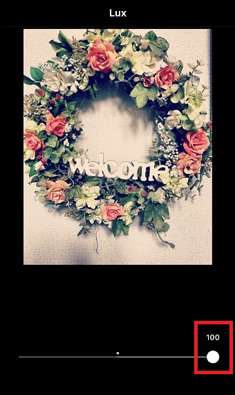 100にすると色合いや陰影がはっきりした加工ができる