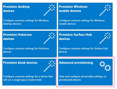 「Advanced Provisioning」をクリック