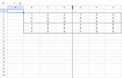 列方向のグレーの線をドラッグ