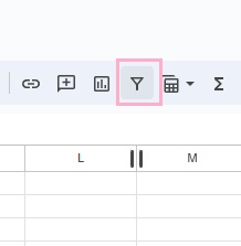 「フィルタを作成」ボタンをクリック