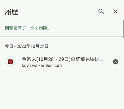 Chromeでの閲覧履歴一覧