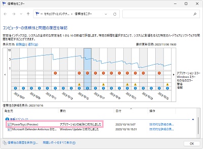 「アプリケーションの削除に成功しました」と表示されている項目をチェック
