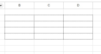 対象範囲のセルの枠すべてに対して点線が引かれた