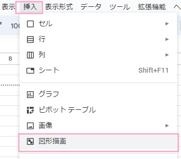 「挿入」→「図形描画」をクリック