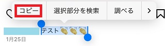 「コピー」をタップ