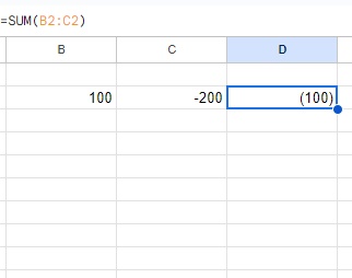 負の数が括弧で括られた状態にすることも可能