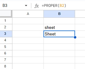 B2セルに入力されている文字列の先頭の文字を大文字にした「Sheet」が出力された
