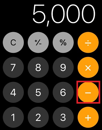 元値を入力して「-」をタップ