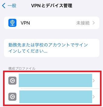 「構成プロファイル」からプロファイルを確認することができる