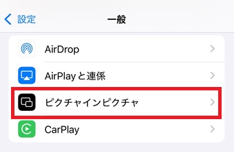 「ピクチャインピクチャ」をタップ