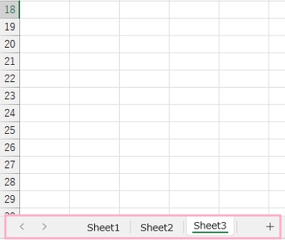 画面の左下には「シート見出し」がある