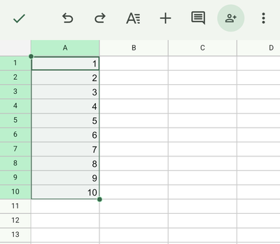 オートフィルを使用して連番を自動入力できた