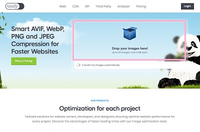 「Drop your images here!」の枠に、圧縮したい画像をドラッグ&ドロップ