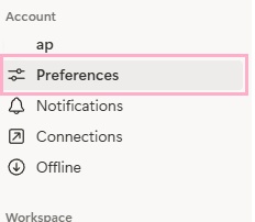 「Preferences」をクリック