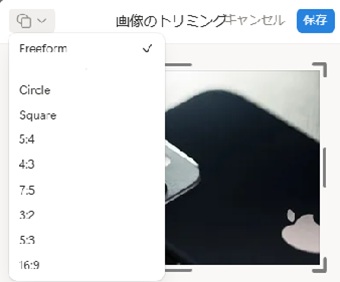 左上の記号から画像の比率や形を選択