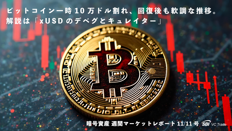 ビットコイン一時10万ドル割れ、回復後も軟調な推移。解説は「xUSDのデベグとキュレイター」（仮想通貨市場レポート 11/10 号）