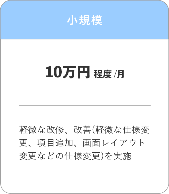 小規模システムの月額定額開発の料金目安・月額10万円程度