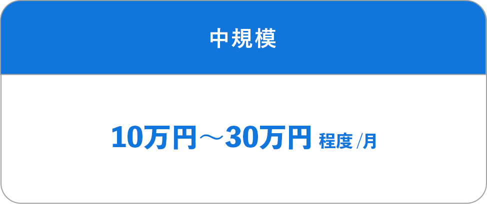 中規模システムの保守費用・月額10万円〜30万円程度