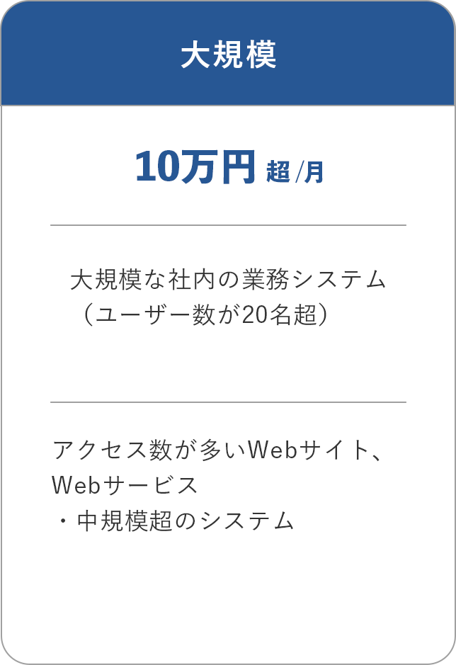 大規模システムのサーバー費用・月額10万円超