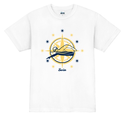 キラキラと輝き、水泳の栄光をつかみとるイメージ!のTシャツ