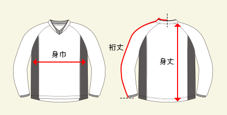 ドライスウェットパーカーの測り方画像