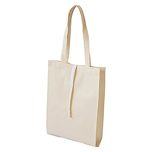 【販促品】横マチ付きコットンコンパクトバッグ(M) ナチュラル