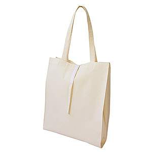 【販促品】横マチ付きコットンコンパクトバッグ(L) ナチュラル