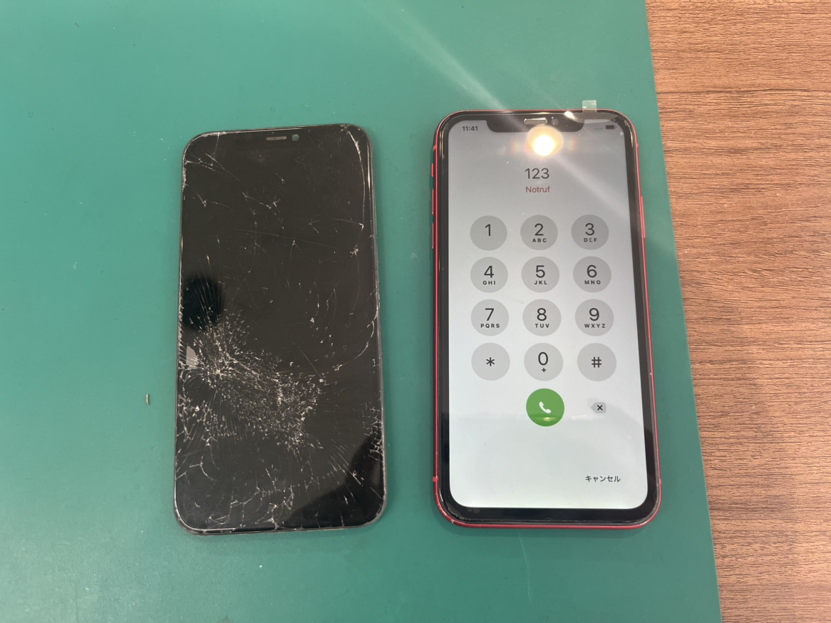 【iPhone 11】 画面がバキバキに割れて画面が映らなくなった、、、