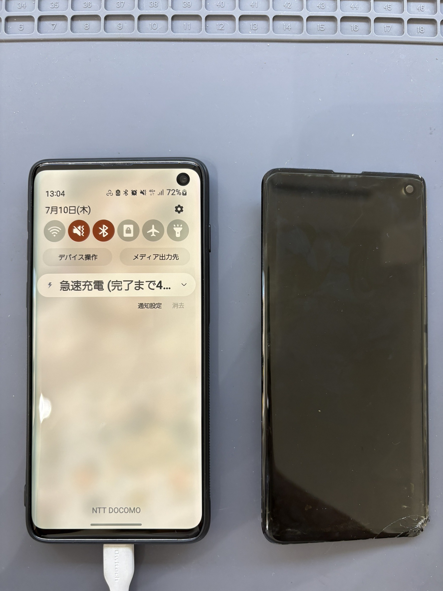 GalaxyS10の画面割れ＆タッチ不良を液晶交換で即日修理！【スマホ修理工房大和店】