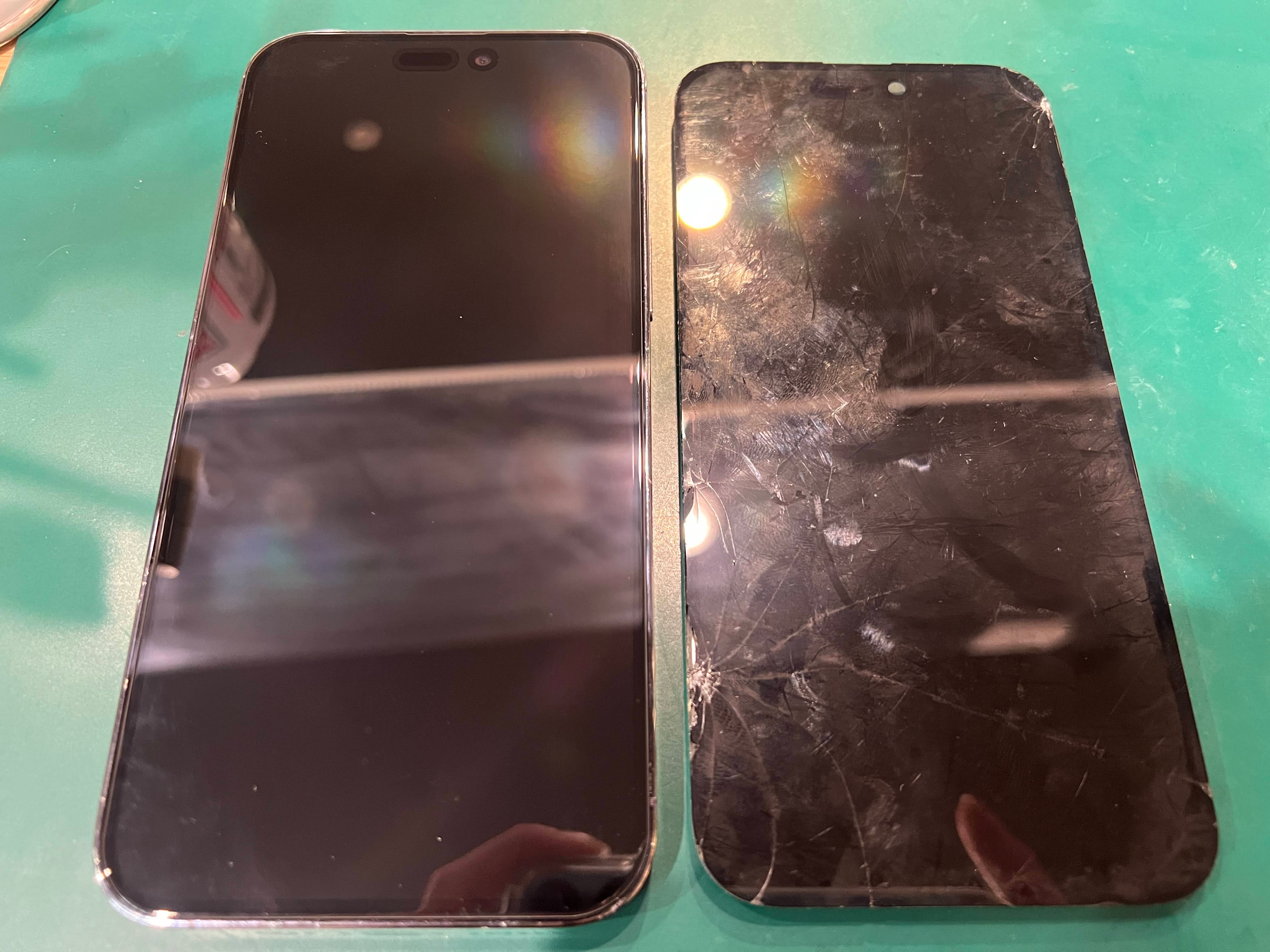 iPhone14ProMax（アイフォン）画面交換！重破損も60分で修理完了！【スマホ修理工房ペリエ千葉店】